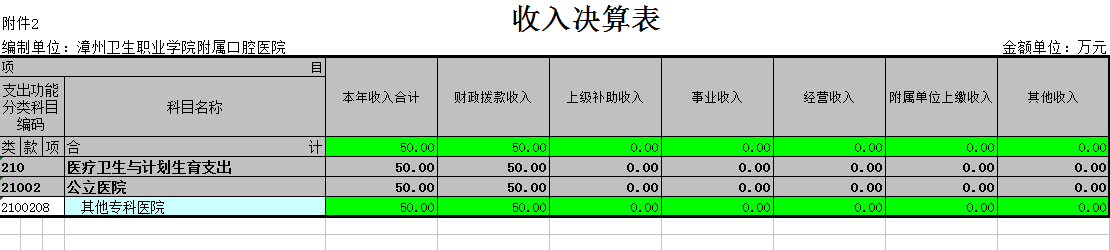 收入决算表