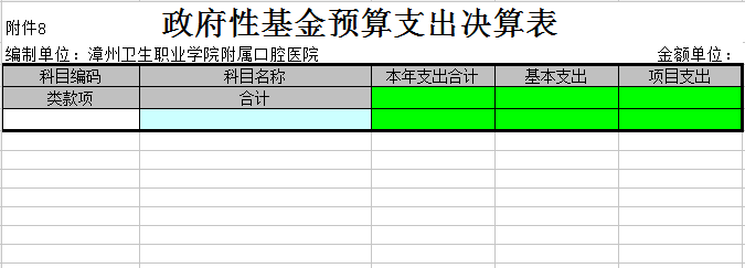 政府性基金支出决算表